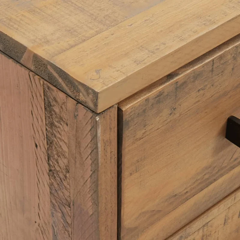 Lot de 2 tables de chevet avec deux tiroirs 36 x 30 x 45 cm bois de pin et métal DEC034749