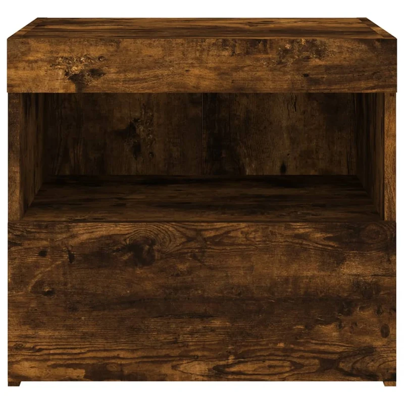 Table de chevet avec lumières LED avec tiroir et compartiment ouvert 50 x 40 x 45 cm bois d'ingénierie marron DEC033176