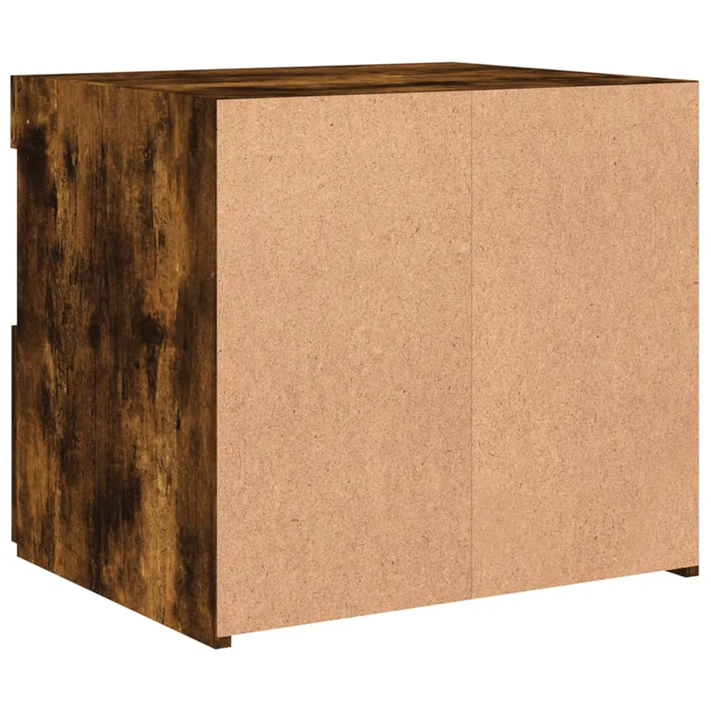 Table de chevet avec lumières LED avec tiroir et compartiment ouvert 50 x 40 x 45 cm bois d'ingénierie marron DEC033176