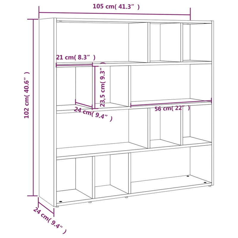 Bibliothèque/séparateur de pièce avec compartiment de rangement 105 x 24 x 102 cm bois d'ingénierie marron DEC030702