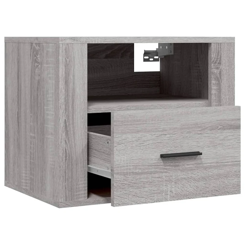Lot de 2 tables de chevet murales avec tiroir et compartiment 50 x 36 x 40 cm bois d'ingénierie gris DEC036117