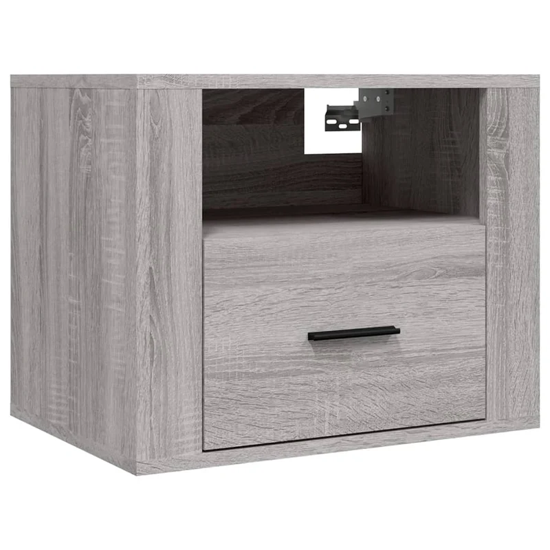 Lot de 2 tables de chevet murales avec tiroir et compartiment 50 x 36 x 40 cm bois d'ingénierie gris DEC036117