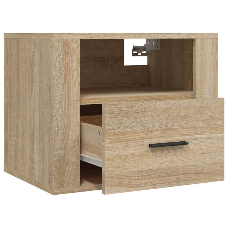 Lot de 2 tables de chevet murales avec tiroir 50 x 36 x 40 cm bois d'ingénierie couleur chêne DEC036076