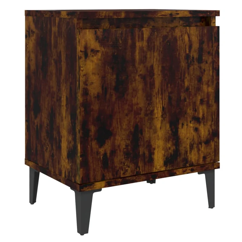 Lot de 2 tables de chevet avec compartiment avec porte 40 x 30 x 50 cm bois d'ingénierie marron et métal DEC035952