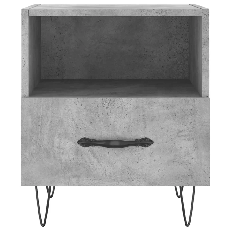 Lot de 2 tables de chevet avec tiroir et compartiment ouvert 40 x 35 x 47,5cm bois d’ingénierie gris et fer DEC035907
