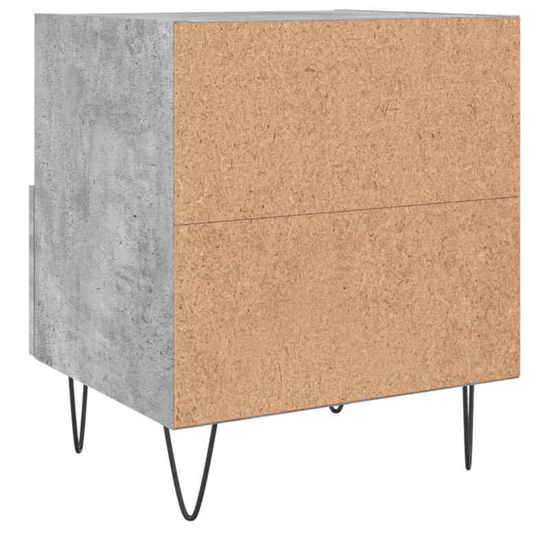 Lot de 2 tables de chevet avec tiroir et compartiment ouvert 40 x 35 x 47,5cm bois d’ingénierie gris et fer DEC035907