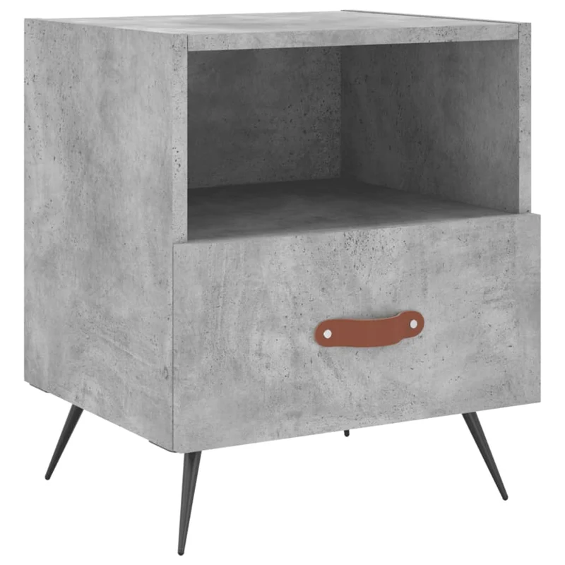 Lot de 2 tables de chevet avec tiroir et compartiment ouvert 40 x 35 x 47,5cm bois d’ingénierie gris et fer DEC035903