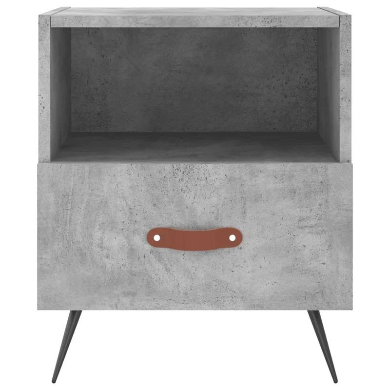 Lot de 2 tables de chevet avec tiroir et compartiment ouvert 40 x 35 x 47,5cm bois d’ingénierie gris et fer DEC035903