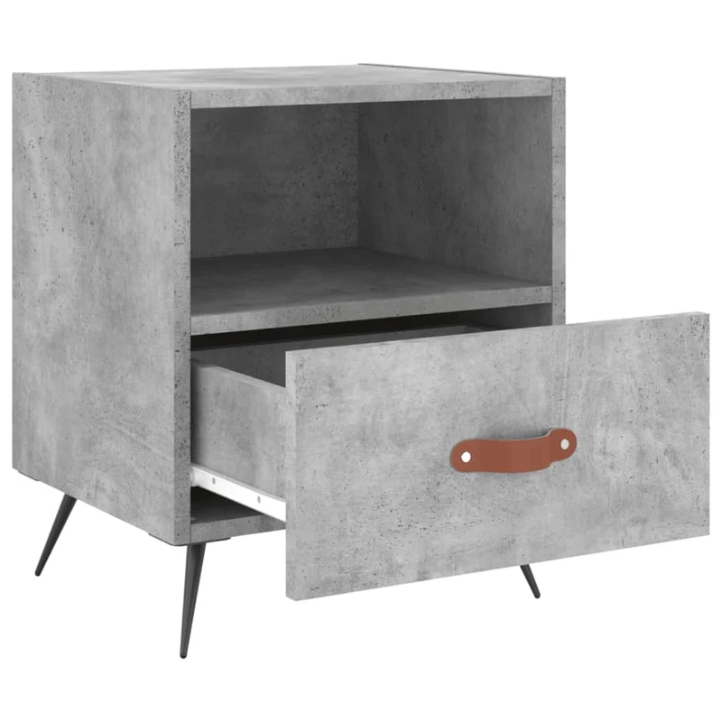 Lot de 2 tables de chevet avec tiroir et compartiment ouvert 40 x 35 x 47,5cm bois d’ingénierie gris et fer DEC035903