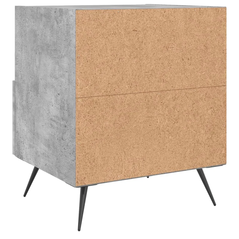 Lot de 2 tables de chevet avec tiroir et compartiment ouvert 40 x 35 x 47,5cm bois d’ingénierie gris et fer DEC035903