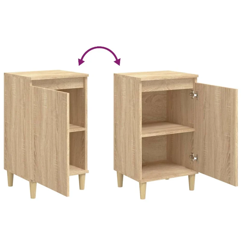 Lot de 2 tables de chevet avec étagères 40 x 35 x 70cm bois d'ingénierie couleur chêne DEC035885