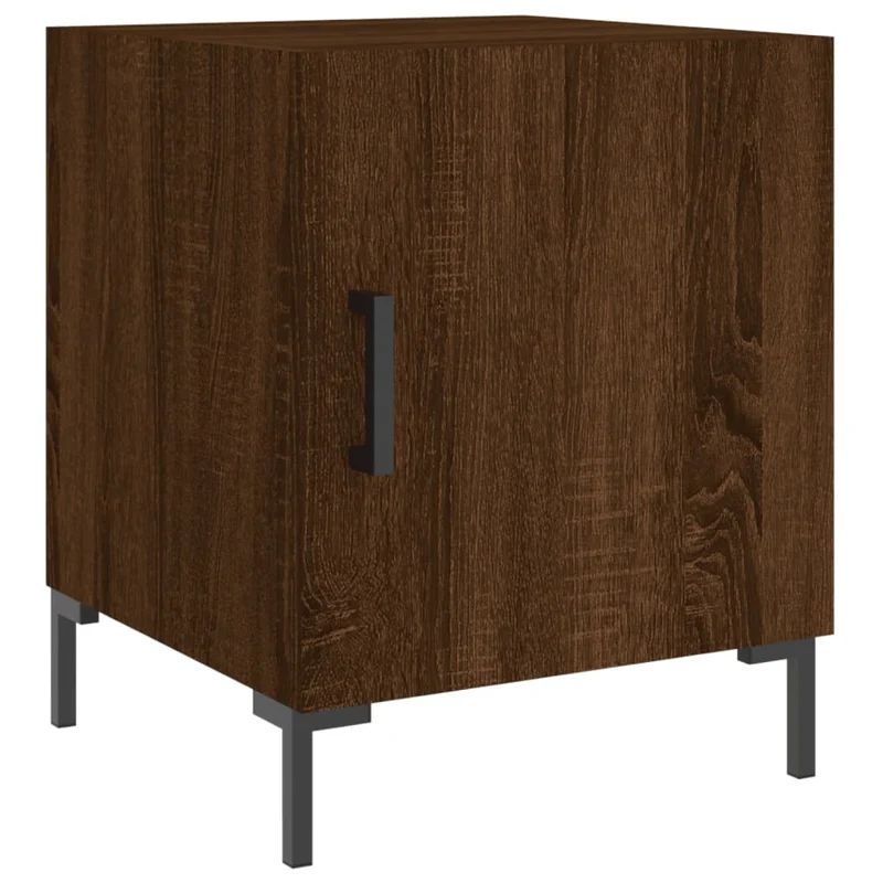 Lot de 2 tables de chevet avec compartiment avec porte 40 x 40 x 50cm bois d'ingénierie marron et fer DEC035854