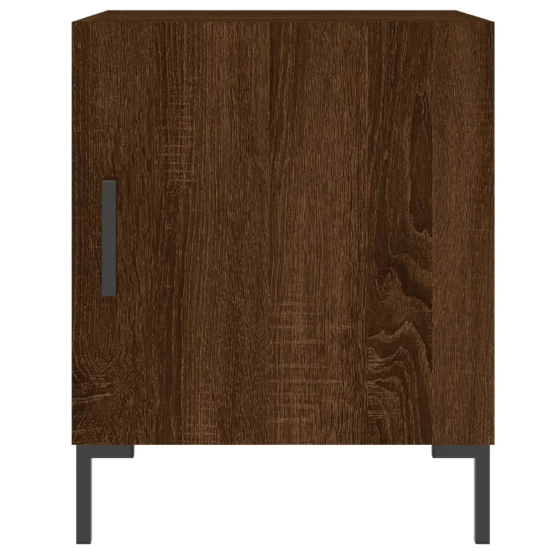 Lot de 2 tables de chevet avec compartiment avec porte 40 x 40 x 50cm bois d'ingénierie marron et fer DEC035854