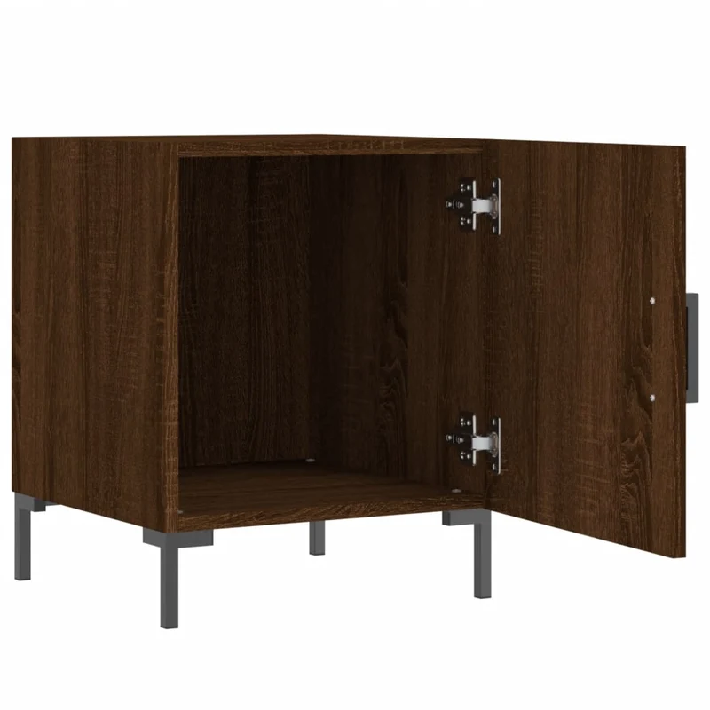 Lot de 2 tables de chevet avec compartiment avec porte 40 x 40 x 50cm bois d'ingénierie marron et fer DEC035854