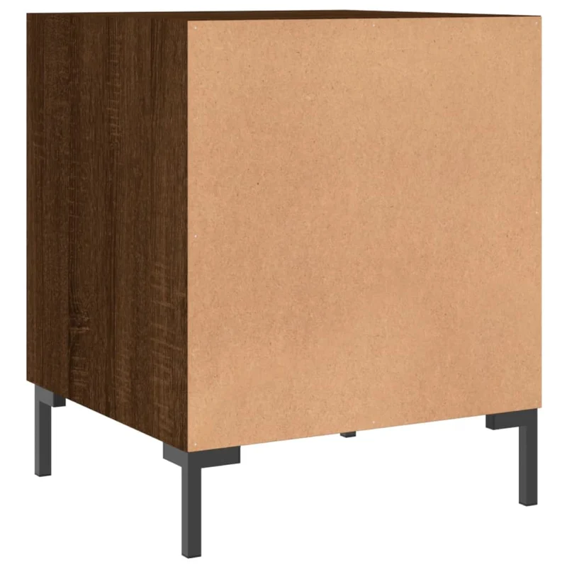 Lot de 2 tables de chevet avec compartiment avec porte 40 x 40 x 50cm bois d'ingénierie marron et fer DEC035854