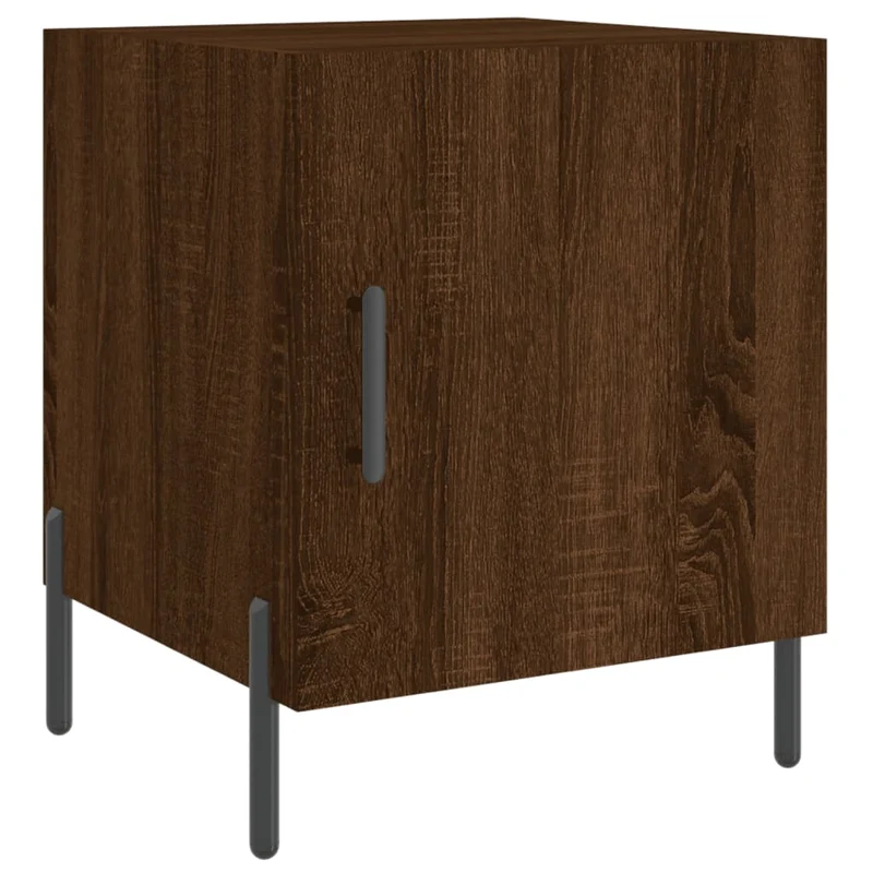 Lot de 2 tables de chevet avec compartiment avec porte 40 x 40 x 50cm bois d'ingénierie marron et fer DEC035851