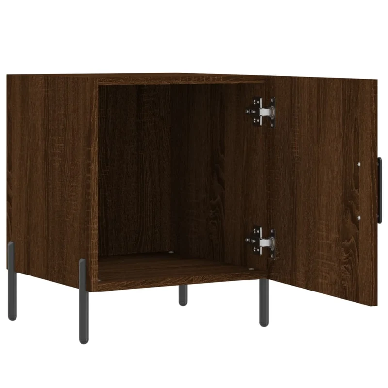Lot de 2 tables de chevet avec compartiment avec porte 40 x 40 x 50cm bois d'ingénierie marron et fer DEC035851
