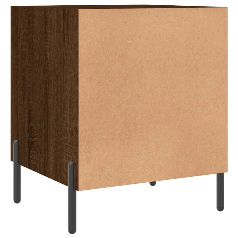 Lot de 2 tables de chevet avec compartiment avec porte 40 x 40 x 50cm bois d'ingénierie marron et fer DEC035851