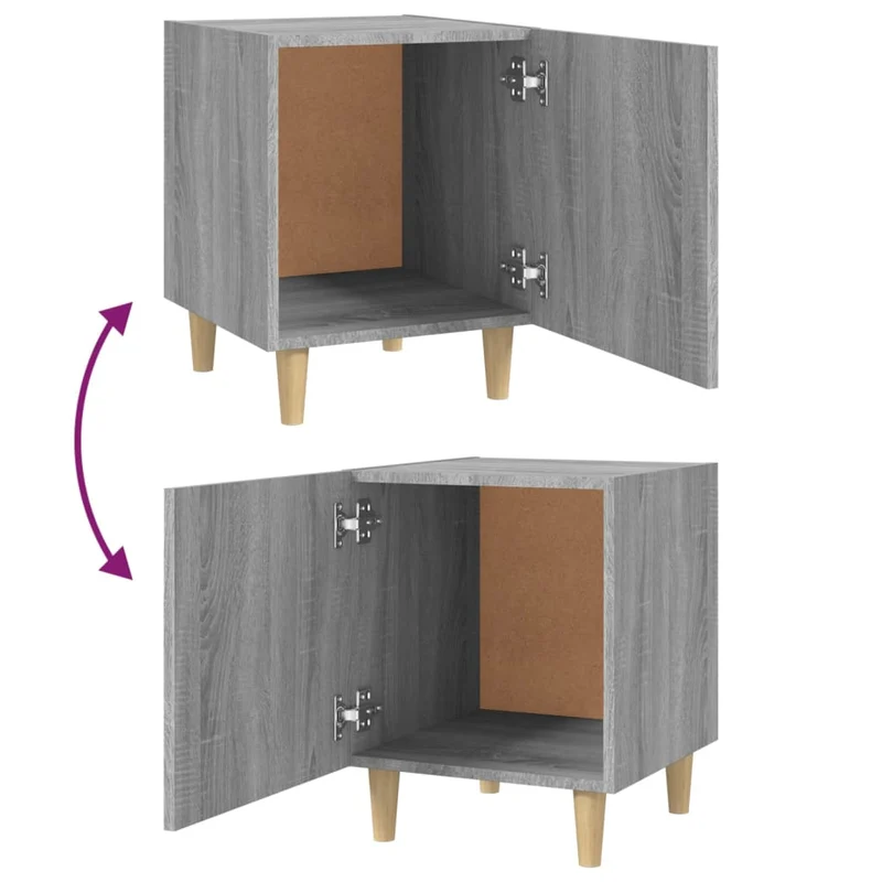 Lot de 2 tables de chevet 40 x 40 x 50 cm avec compartiment avec porte en bois d'ingénierie gris DEC035753