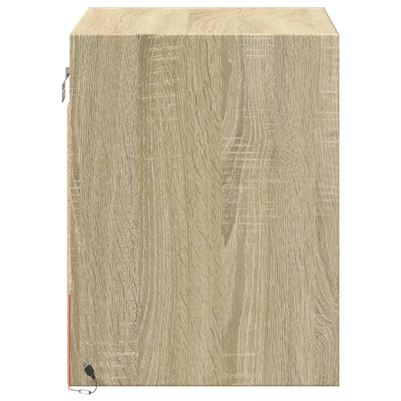Lot de 2 tables de chevet murales avec lumières LED avec compartiment avec porte bois d'ingénierie couleur chêne DEC036149