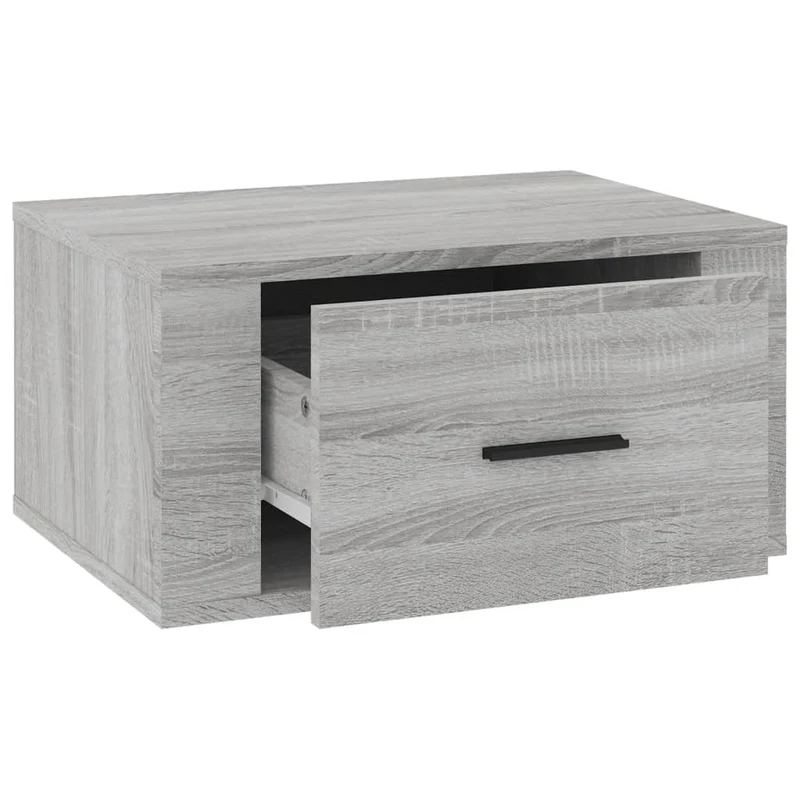 Lot de 2 tables de chevet murales avec tiroir 50 x 36 x 25 cm bois d'ingénierie gris DEC036116