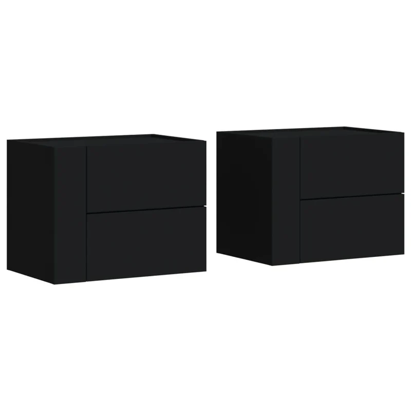 Lot de 2 tables de chevet murales avec tiroirs 45 x 30 x 35 cm bois d'ingénierie noir DEC036099