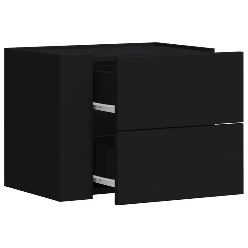 Lot de 2 tables de chevet murales avec tiroirs 45 x 30 x 35 cm bois d'ingénierie noir DEC036099