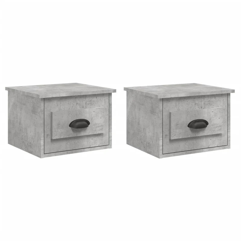 Lot de 2 tables de chevet murales avec tiroir 41,5 x 36 x 28 cm bois d'ingénierie gris DEC036083