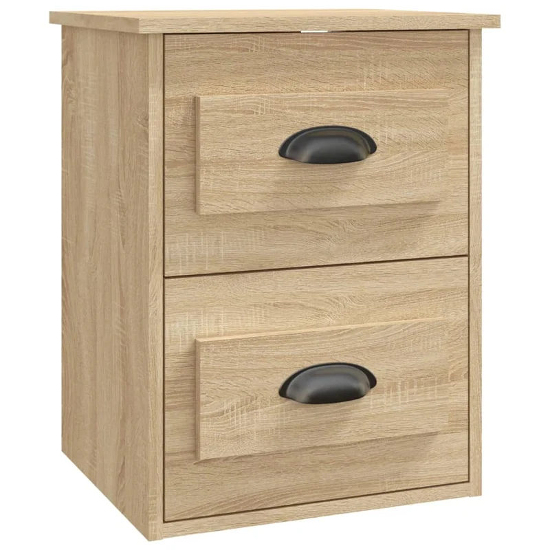 Lot de 2 tables de chevet murales avec deux tiroirs 41,5 x 36 x 53 cm bois d'ingénierie couleur chêne DEC036071