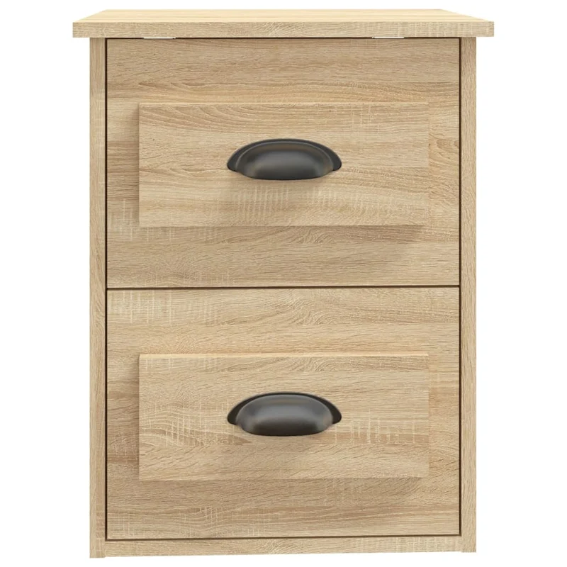 Lot de 2 tables de chevet murales avec deux tiroirs 41,5 x 36 x 53 cm bois d'ingénierie couleur chêne DEC036071