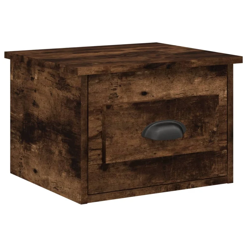 Lot de 2 tables de chevet murales avec tiroir 41,5 x 36 x 28 cm bois d'ingénierie marron DEC036047