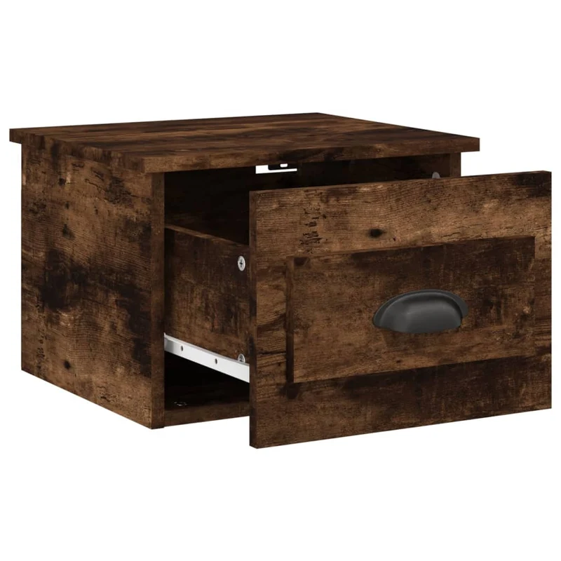 Lot de 2 tables de chevet murales avec tiroir 41,5 x 36 x 28 cm bois d'ingénierie marron DEC036047