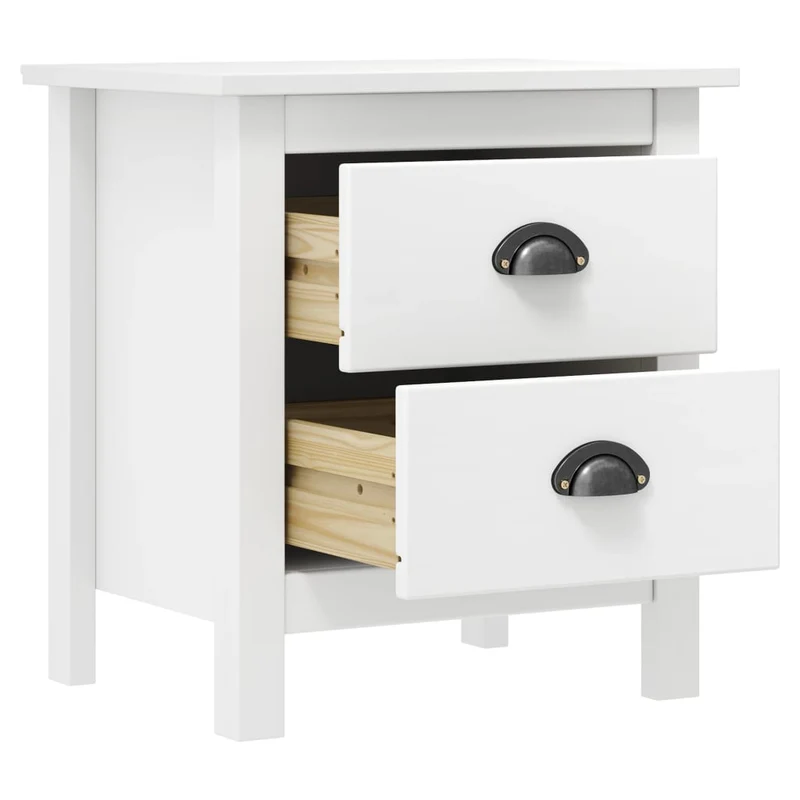Lot de 2 tables de chevet avec deux tiroirs 46 x 35 x 49,5 cm bois pin blanc DEC036012