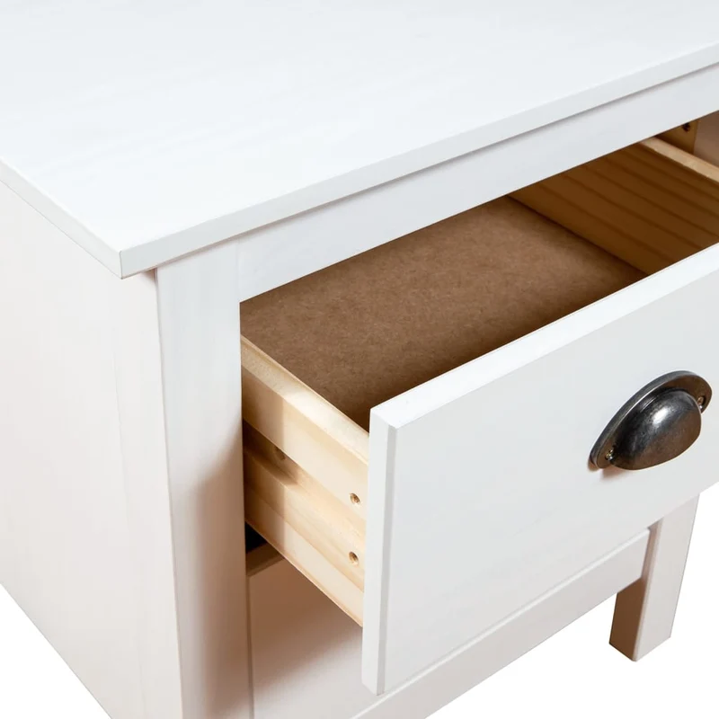 Lot de 2 tables de chevet avec deux tiroirs 46 x 35 x 49,5 cm bois pin blanc DEC036012