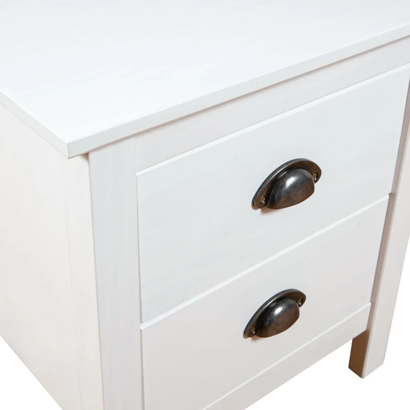 Lot de 2 tables de chevet avec deux tiroirs 46 x 35 x 49,5 cm bois pin blanc DEC036012