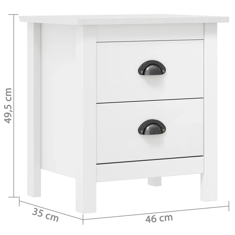 Lot de 2 tables de chevet avec deux tiroirs 46 x 35 x 49,5 cm bois pin blanc DEC036012