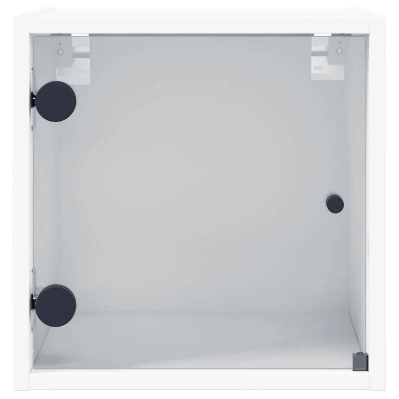 Lot de 2 tables de chevet murales avec portes vitrée 35 x 37 x 35 cm bois d'ingénierie blanc DEC035959