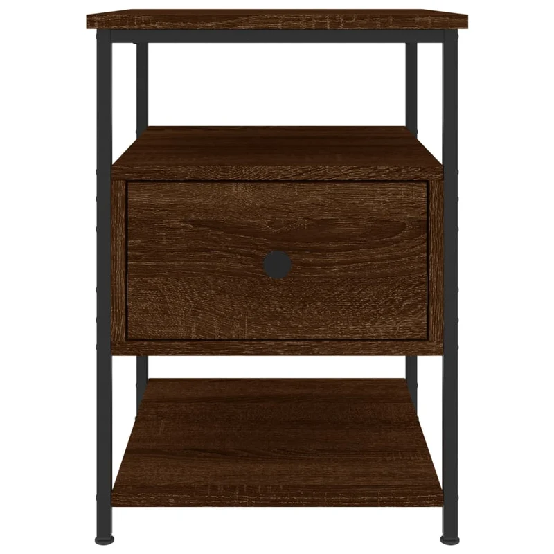 Lot de 2 tables de chevet avec tiroir et étagère 40 x 42 x 56cm bois d'ingénierie marron et fer DEC035860