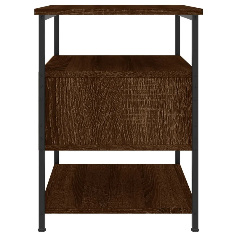 Lot de 2 tables de chevet avec tiroir et étagère 40 x 42 x 56cm bois d'ingénierie marron et fer DEC035860