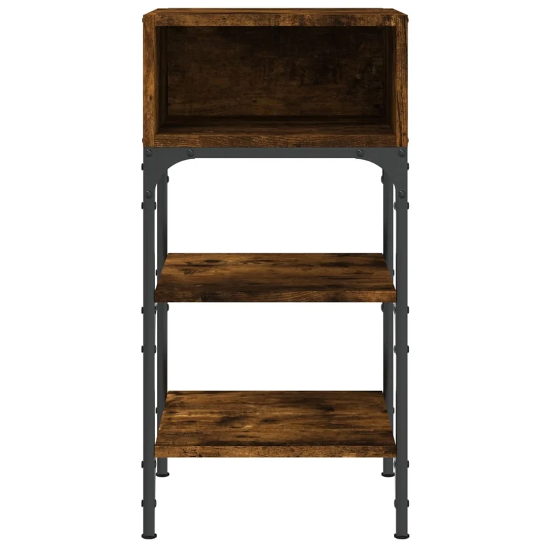 Lot de 2 tables de chevet avec compartiment et étagères 35 x 34,5 x 70 cm bois d’ingénierie marron et fer DEC035800