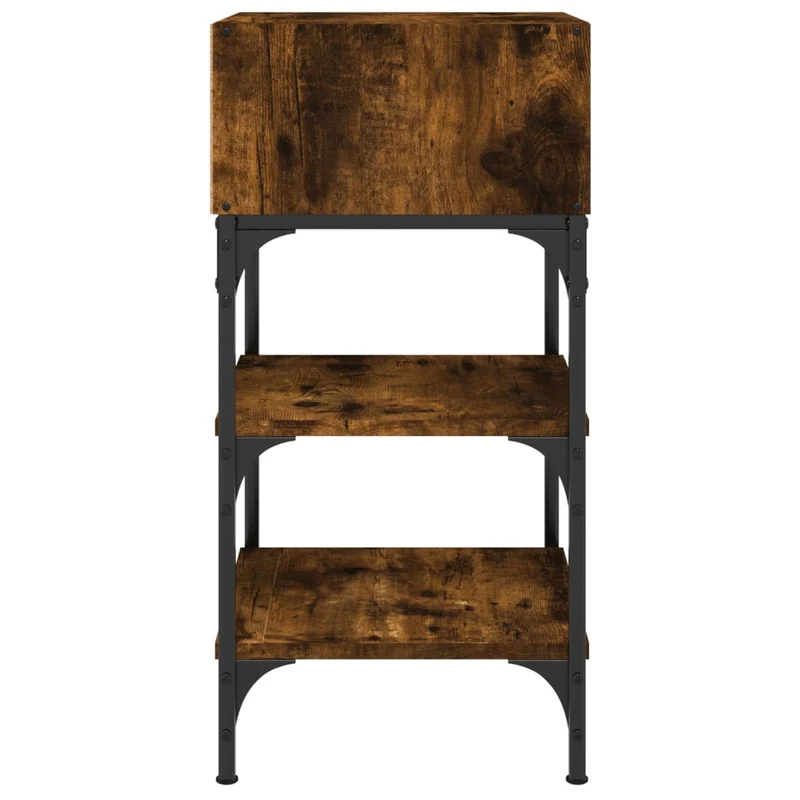 Lot de 2 tables de chevet avec compartiment et étagères 35 x 34,5 x 70 cm bois d’ingénierie marron et fer DEC035800