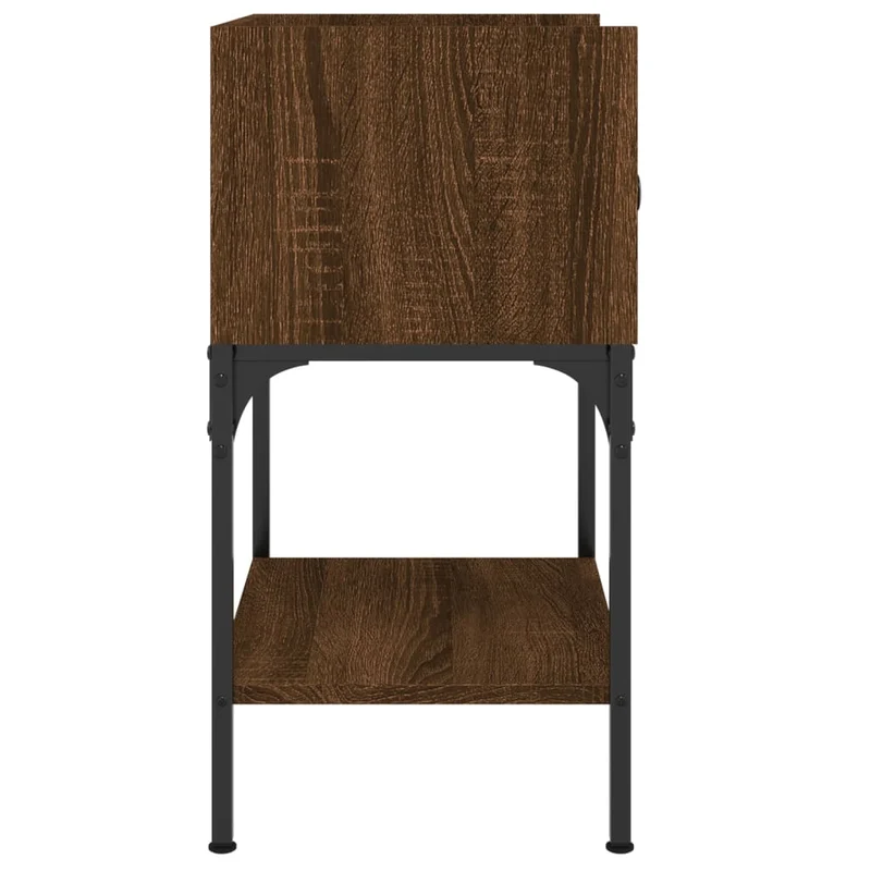Lot de 2 tables de chevet avec tiroir et étagère 40,5 x 31 x 60cm bois d’ingénierie marron et fer DEC035798