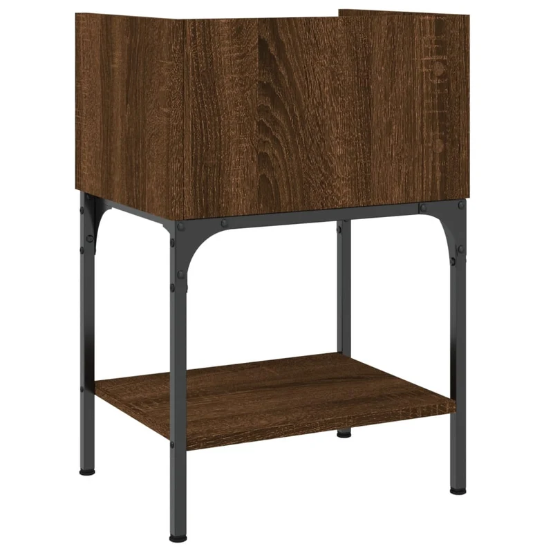 Lot de 2 tables de chevet avec tiroir et étagère 40,5 x 31 x 60cm bois d’ingénierie marron et fer DEC035798
