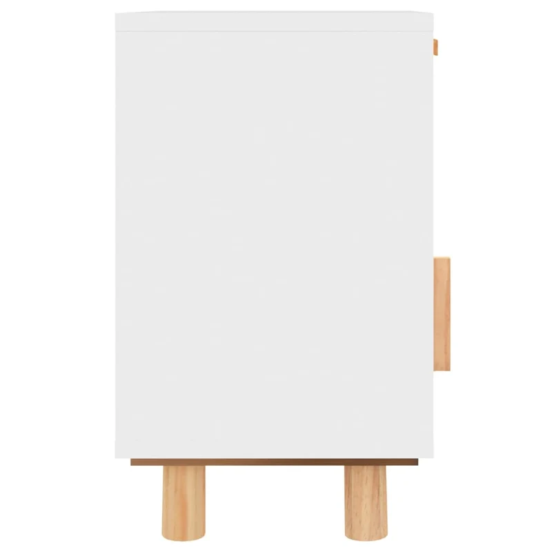 Lot de 2 tables de chevet avec tiroir et compartiment avec porte bois de pin blanc et rotin naturel DEC035781