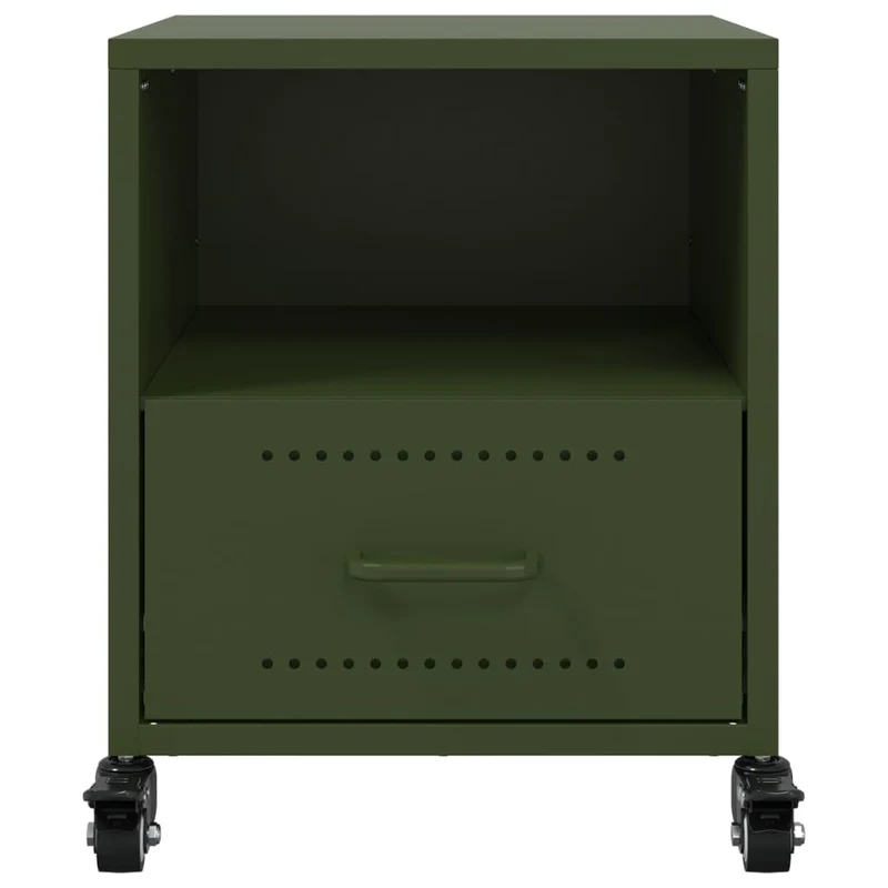 Lot de 2 tables de chevet sur roulettes avec tiroir et compartiment ouvert 36 x 39 x 43,5 cm acier vert DEC035764
