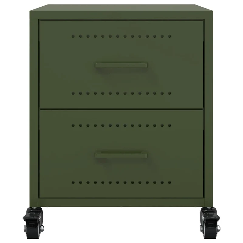 Lot de 2 tables de chevet sur roulettes avec deux tiroirs 36 x 39 x 43,5 cm acier vert DEC035762