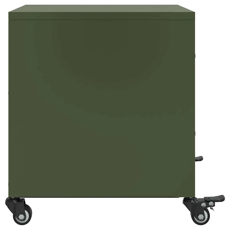 Lot de 2 tables de chevet sur roulettes avec deux tiroirs 36 x 39 x 43,5 cm acier vert DEC035762