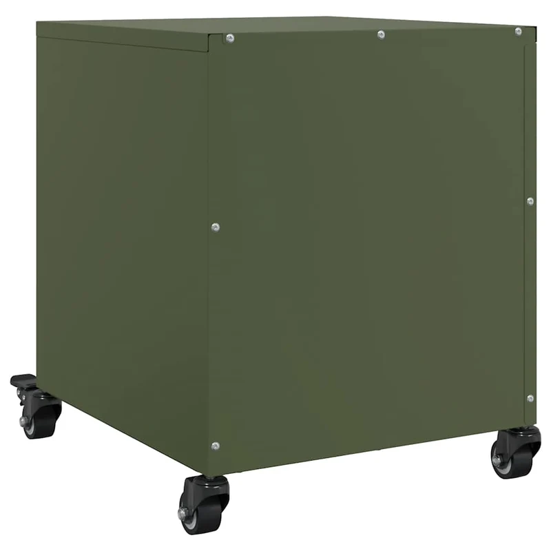 Lot de 2 tables de chevet sur roulettes avec deux tiroirs 36 x 39 x 43,5 cm acier vert DEC035762
