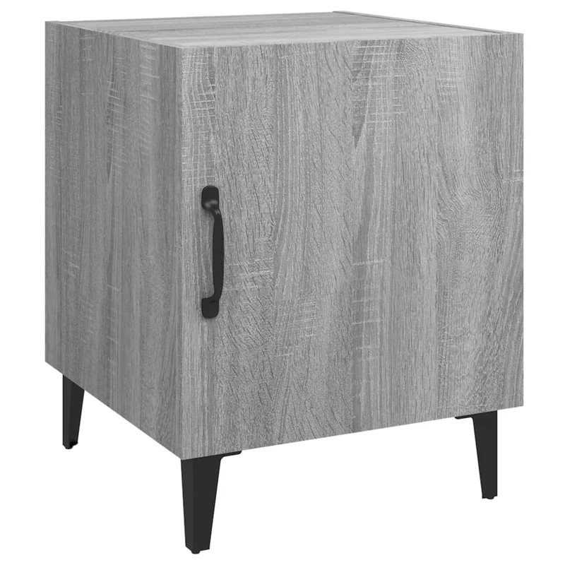 Lot de 2 tables de chevet rangement avec porte 40 x 40 x 50 cm en bois d'ingénierie gris et métal DEC035751