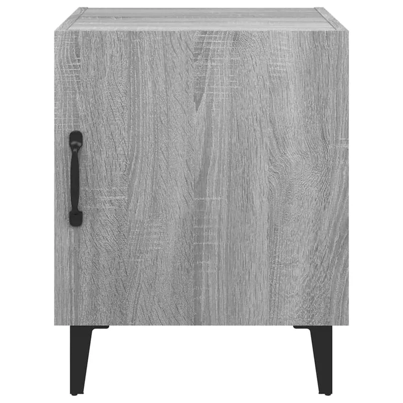 Lot de 2 tables de chevet rangement avec porte 40 x 40 x 50 cm en bois d'ingénierie gris et métal DEC035751